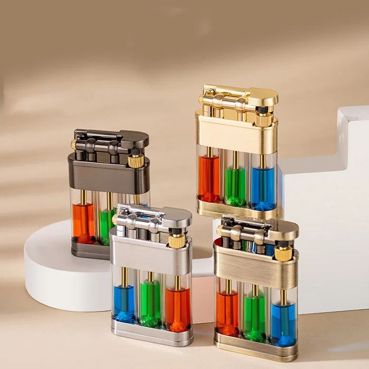 New transparent oil silos vintage kerosene lighter retro Grinding wheel gift lighter