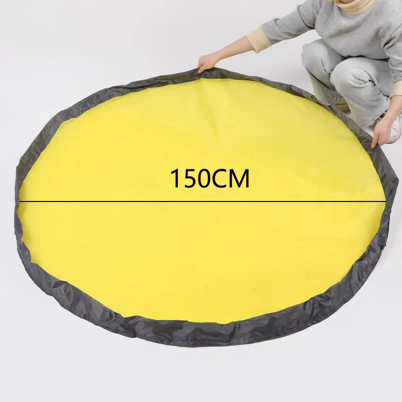 Wholesale Multi-function Portable Kids Room 2-in-1 Drawstring Toy Storage Basket and Large Play Mat for Baby Boys & Girls