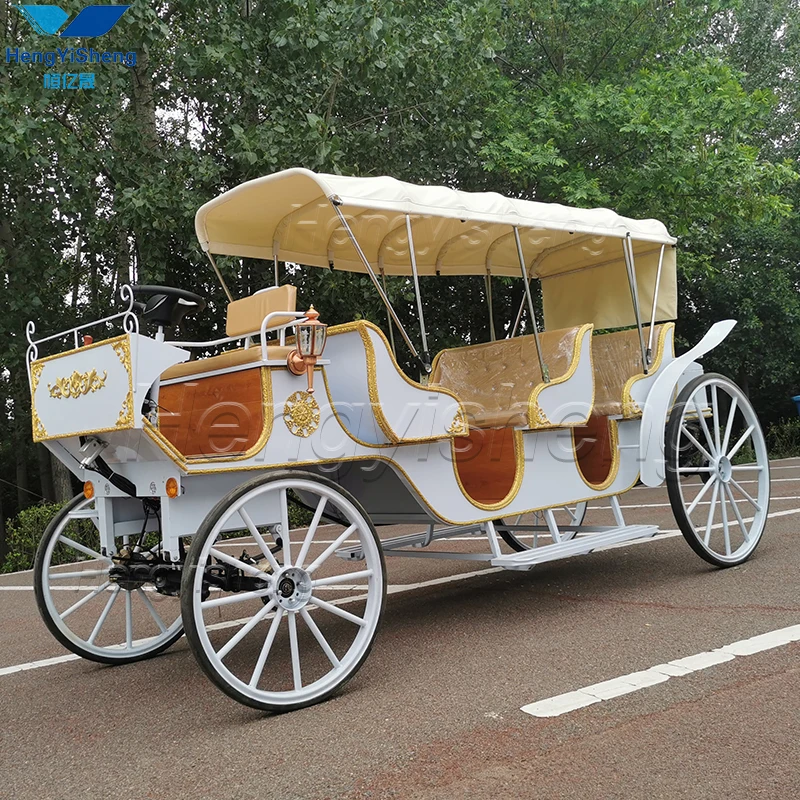 Wonderful wedding Sightseeing Horse Carriage With Canopy/Sightseeing Electric Carriage