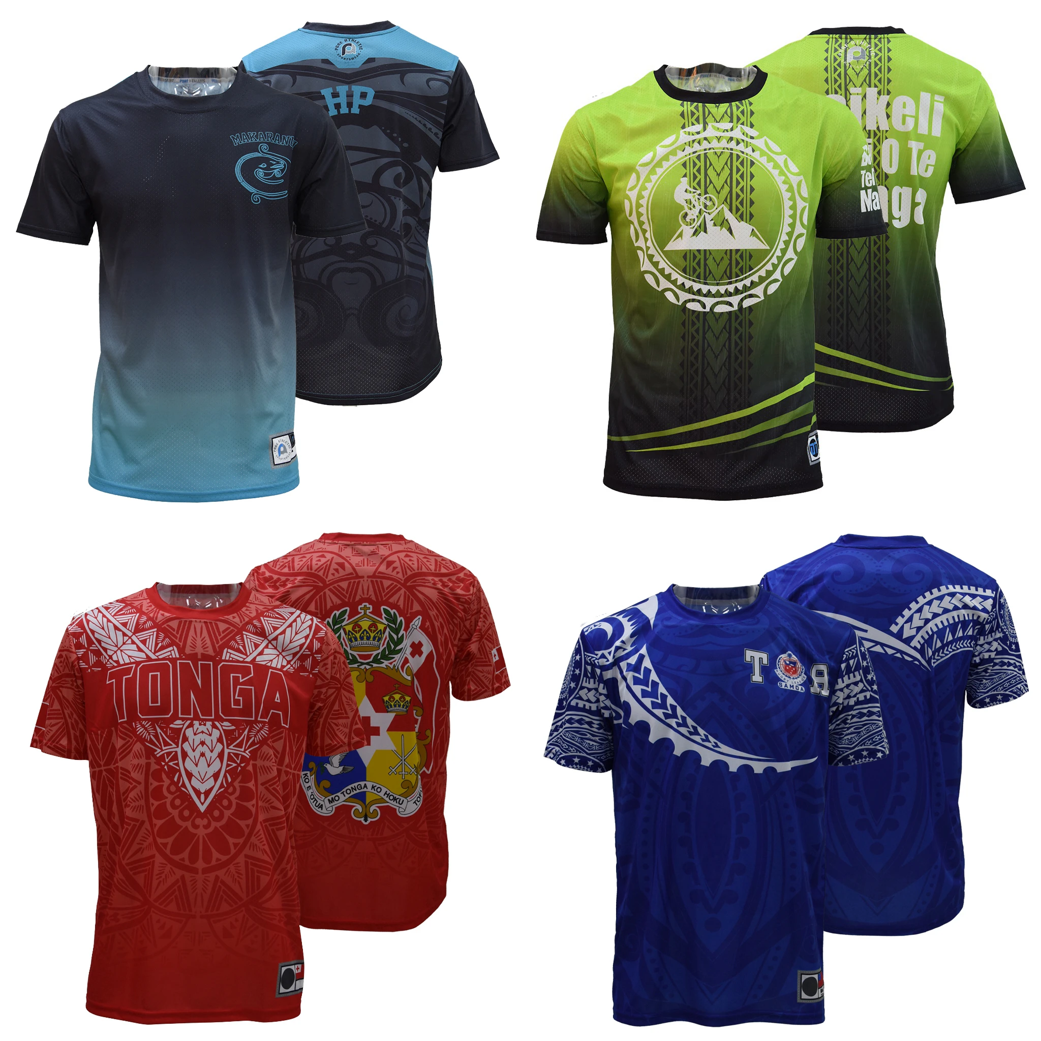 Pacific Islands design t shirts Custom sublimation training t shirts men sports touch tag rugby t shirts shorts uniforms