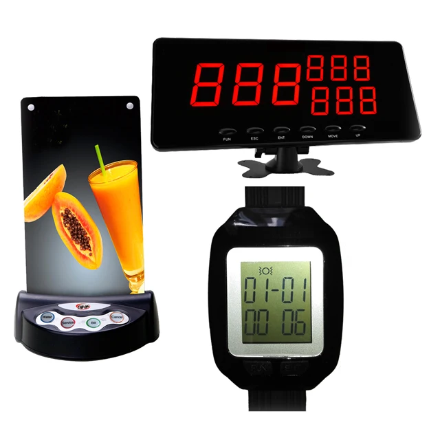 Electronic waiter call service system with rechargeable watch pager