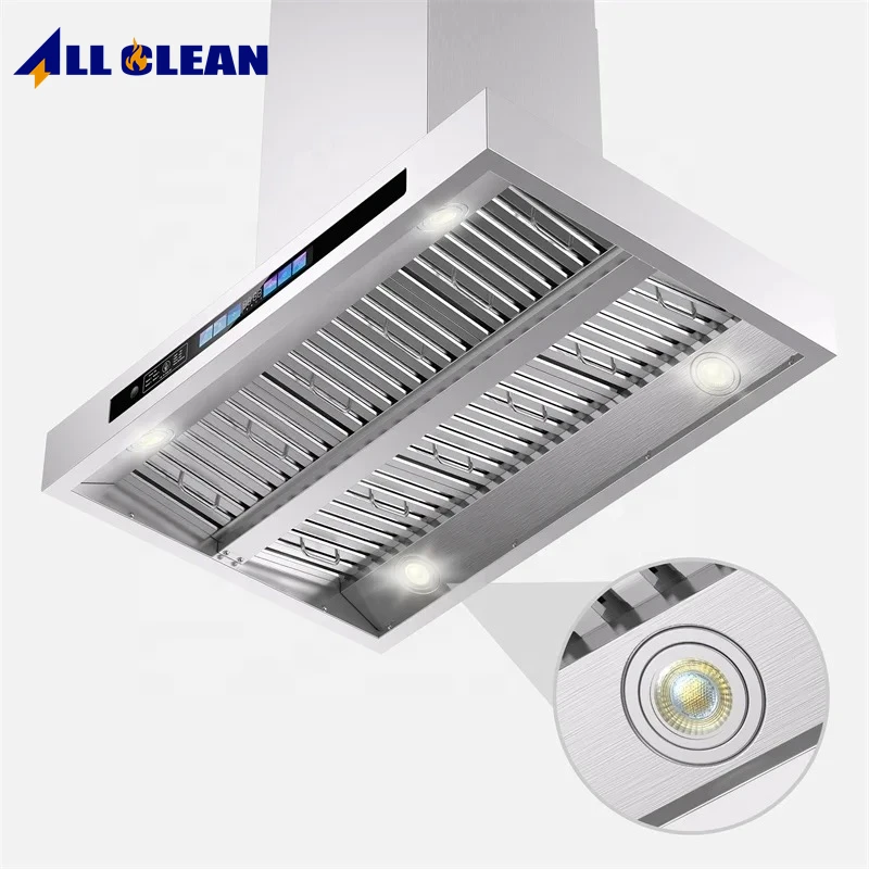 OEM Brand External venting Island Range hood Kitchen Center Canopy hoods 750CFM Suction 2 Sides Control