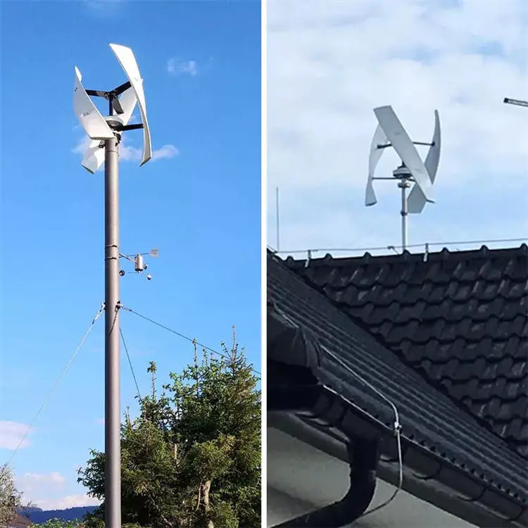 5KW 3KW CE Roof Mount Residential 5000w 24V 48V 96V Vertical Axis Efficient Wind Turbine Generator With Controller and Inverter