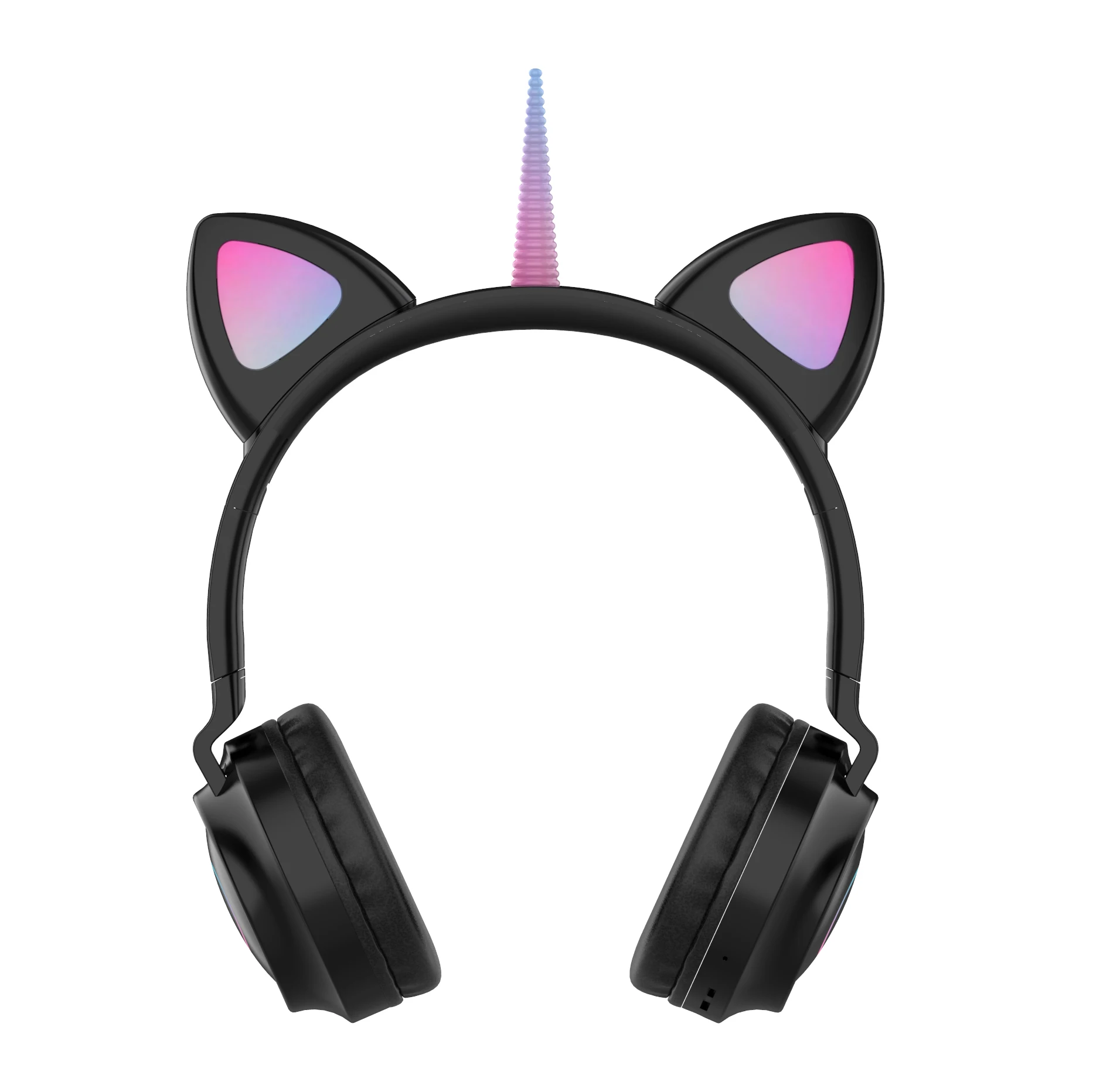 Christmas Unicorn Hot Ture Wireless Headset Cute Earphone for Girls Cat Ear Kids Headphones with Colorful Light TF Card Playback