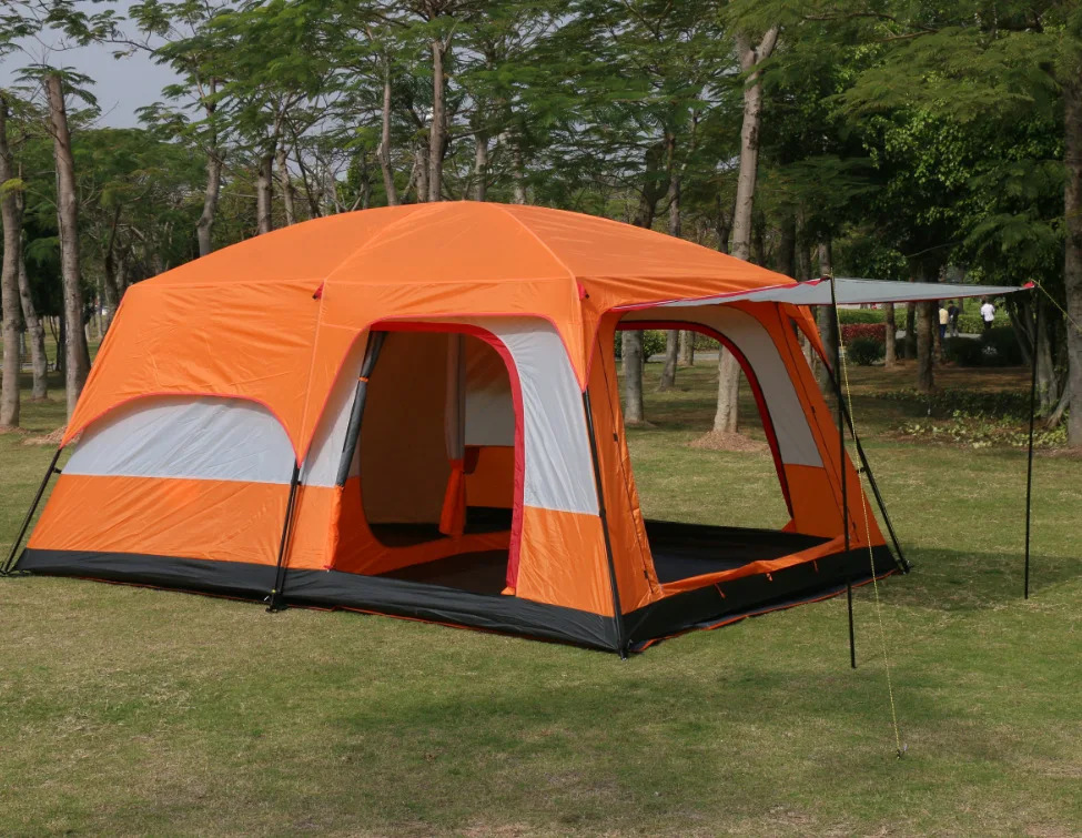 Factory sale 5-8 person Luxury Large Dome Family Waterproof Folding two rooms Outdoor Camping Tent