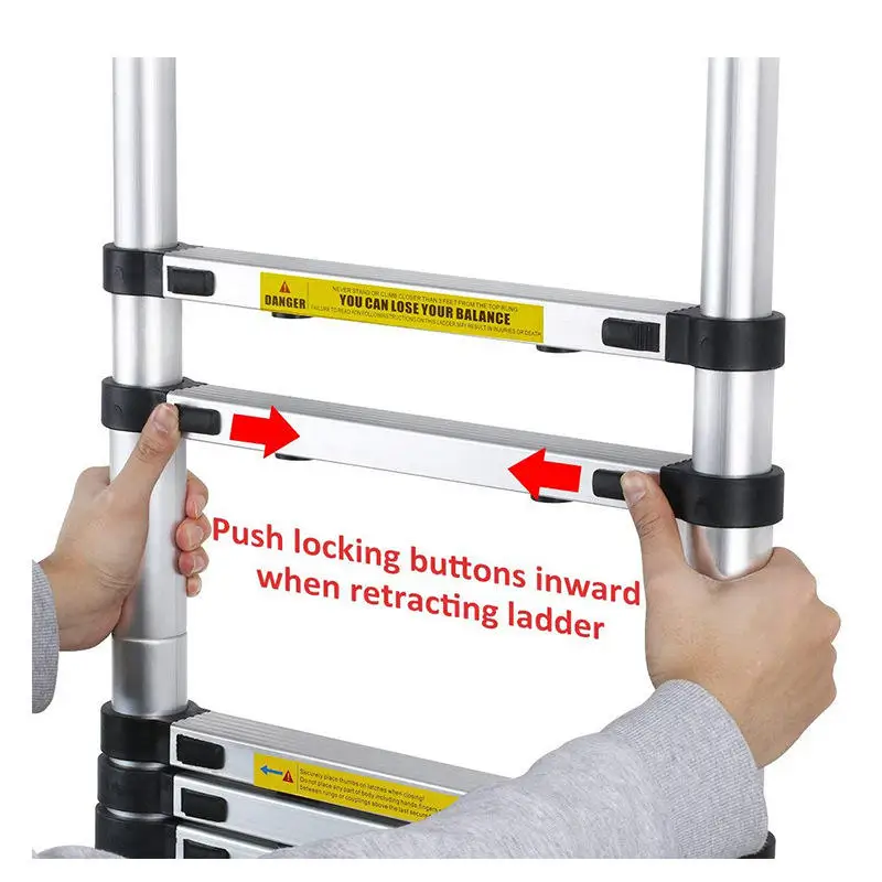 New Telescopic 3.8m Folding Aluminum Ladder Extension Ladder Escalera Telescopic Foldable Step Stairs Yellow Ladder