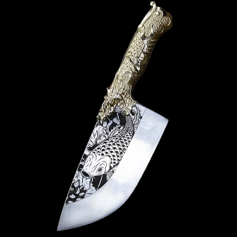 China Longquan Factory Customized Sharp Chef Knife Metal Handle Slicing Knife Boutique Household Kitchen Knife