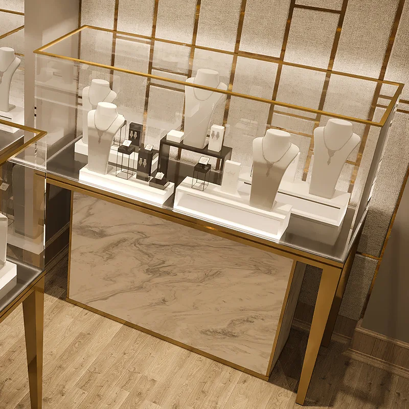 Customized Jewelry Store Display Furniture Diamond Mall Design Glass Jewelry Counter Showcase