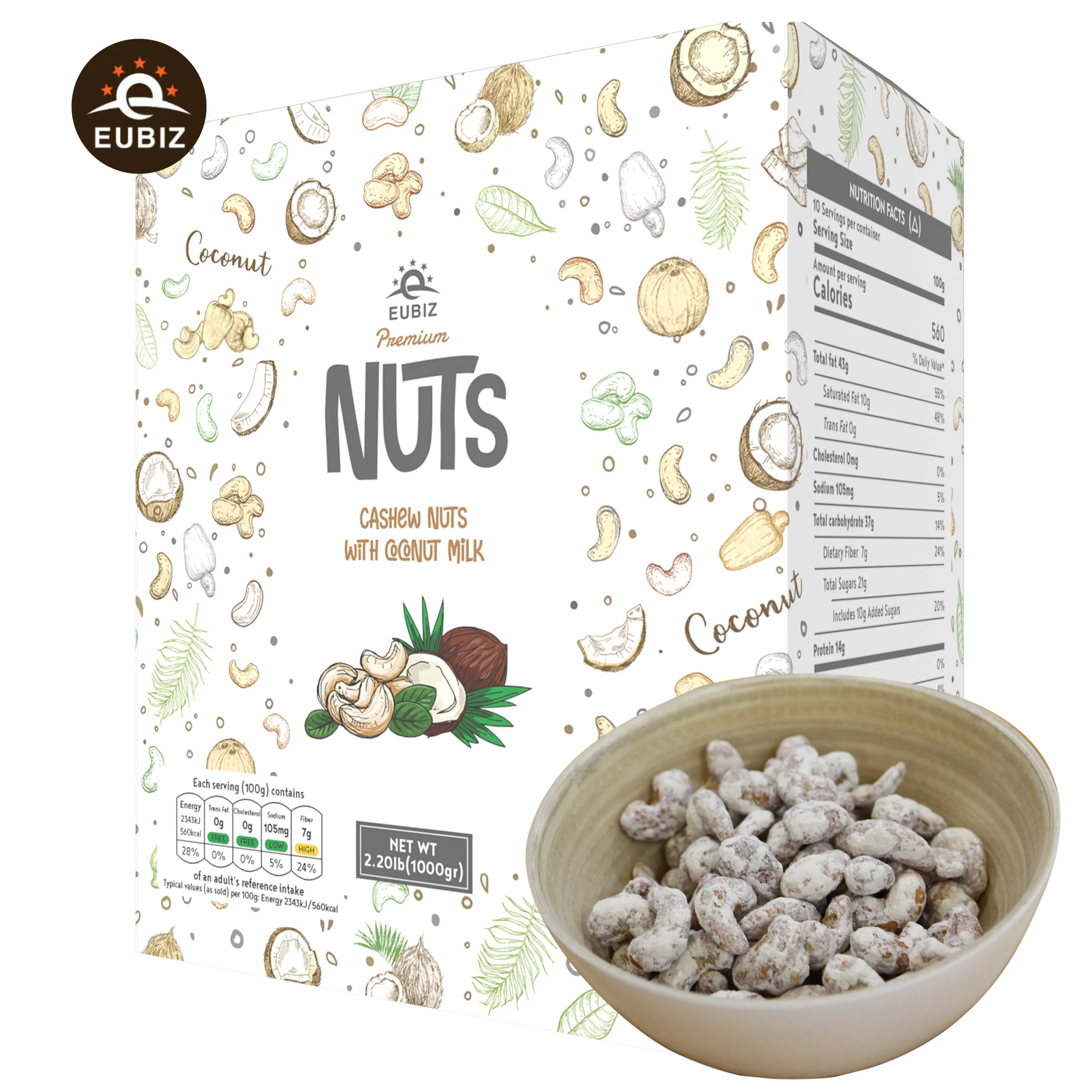 Best seller EUBIZ Cashew nuts Flavor Coconut milk - High Quality Cashew Nut Price - Box (paper) 1000g (35.3 OZ) - VietNam