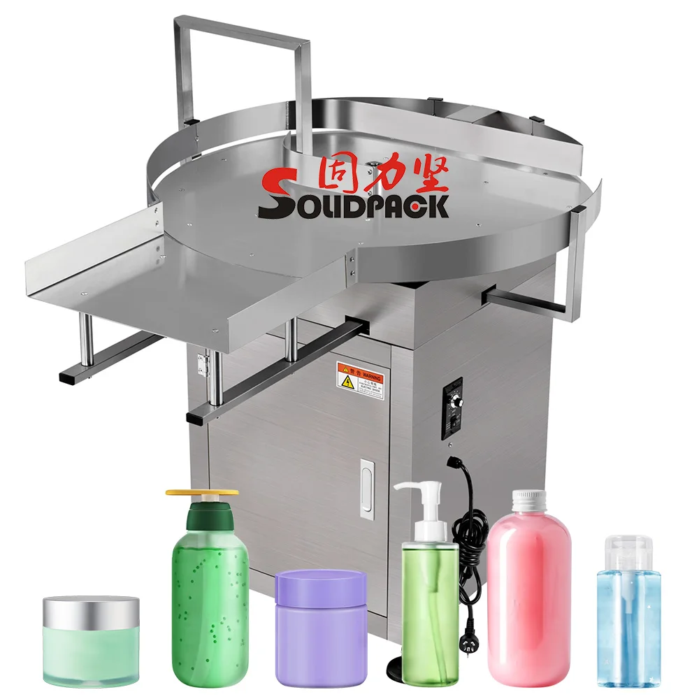 Solidpack Hot Sale Automatic Rotary Turn Table Feeding Collection Round Pet Bottle Unscrambler Machine For Filling Capping
