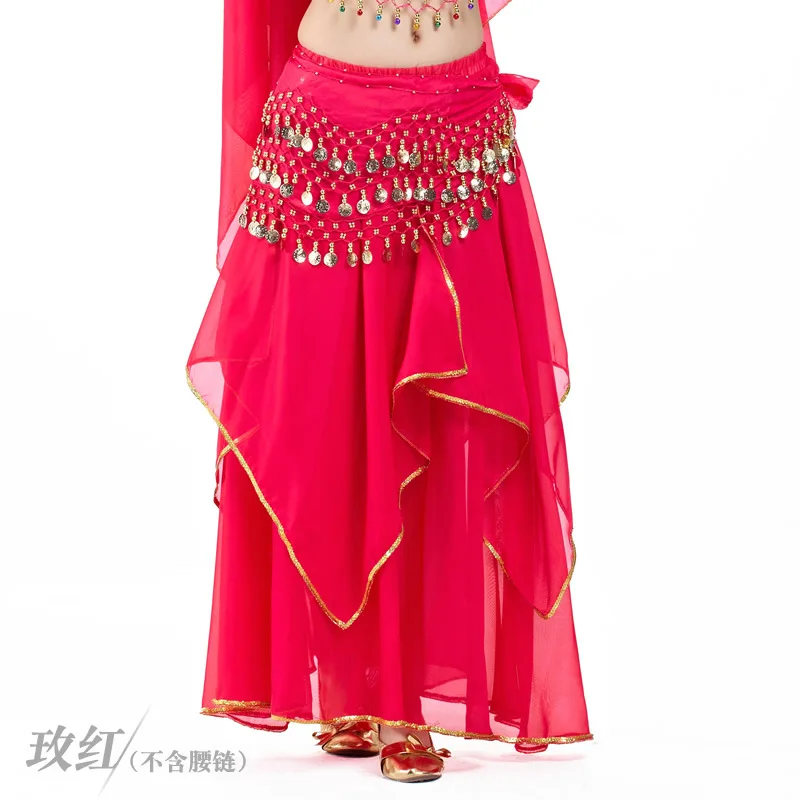 Long Skirt Dress Belly Dance Stage Performance Bottom Yarn Bollywood Indian Accessories Sexy for Women Adults Chiffon 1set