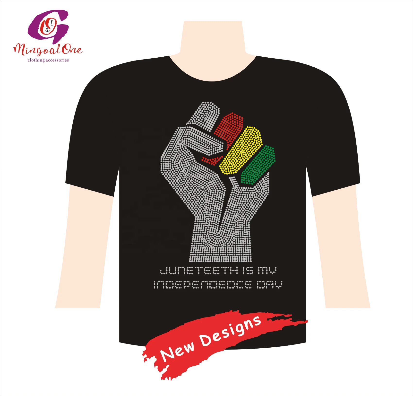 Хит продаж низкая цена Juneteenth Freedom стразы термопереводная печать на заказ логотип для рубашки одежды толстовки