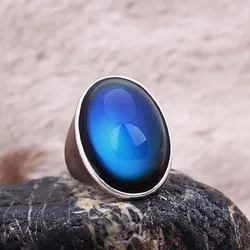 Новинка 2021, модное кольцо из античного стерлингового серебра, меняющее цвет, волшебный большой камень, ювелирные изделия, топовое украшение, подарок на день матери