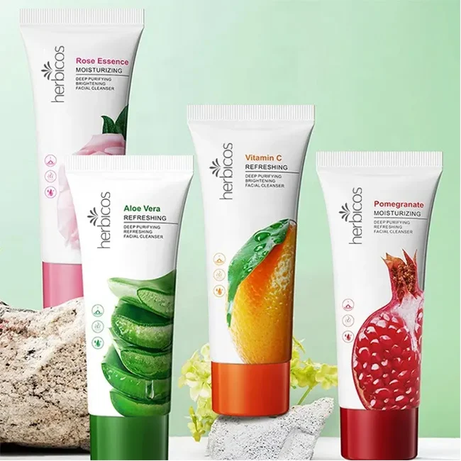 Herbicos OEM Pure Plant Fruit Foaming Face Wash Clean Pores Moisturizing Whiten Pomegranate Facial Cleanser