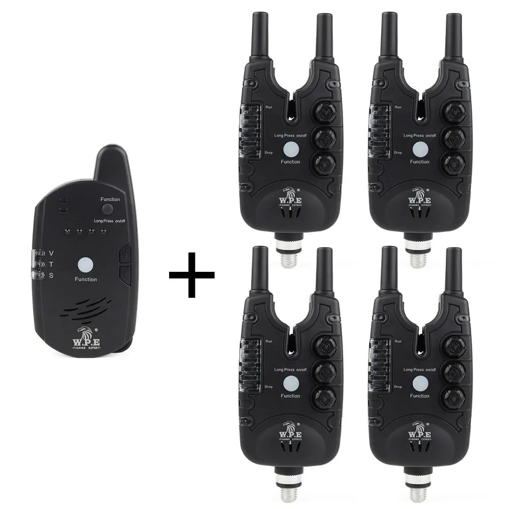 W.P.E Carp Fishing Bait Alarm LED Electronic European 4+1 Set Carp Fishing Tackle Alert Luminous Fishing Accessories Pesca