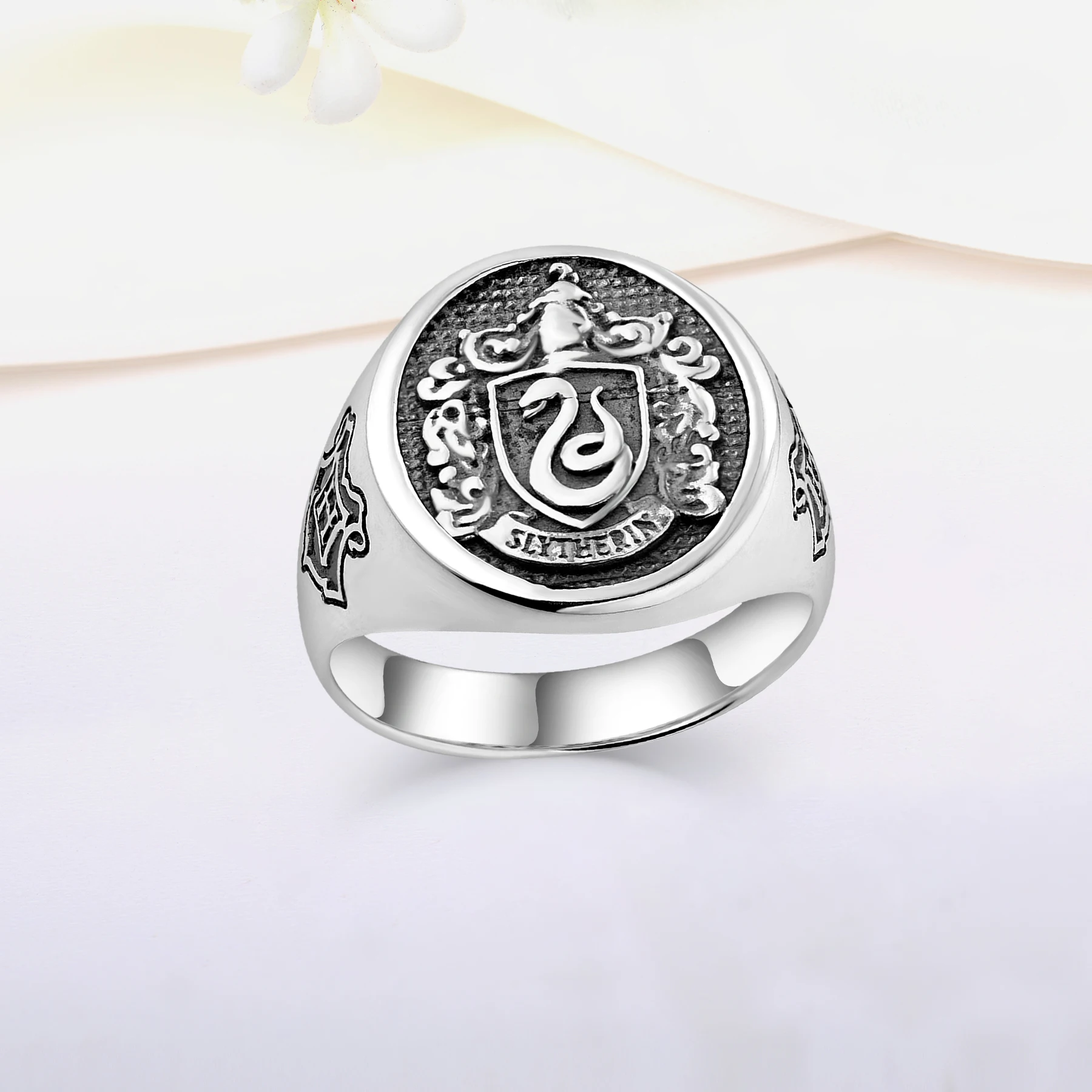 Vintage silver jewelry animal snake engraved signet rings for men silver 925 sterling