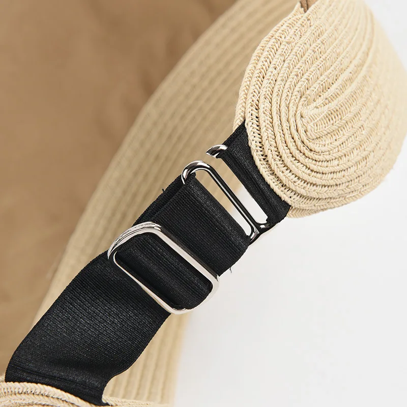 Customized women summer hats Wholesale lady fine toyo paper braid cotton foldable  wide brim sun visor cap hat