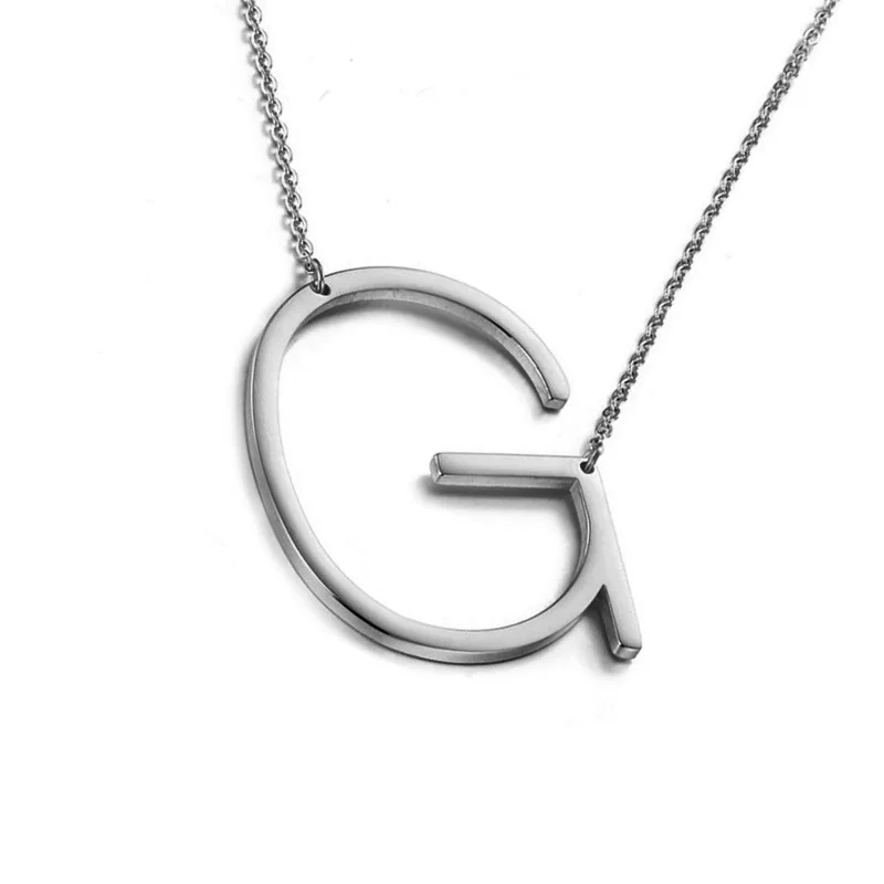 Newest Design 18K Gold Plated English Alphabet Necklace Statement Stainless Steel A-Z 26 Initial Letters Pendant Necklaces