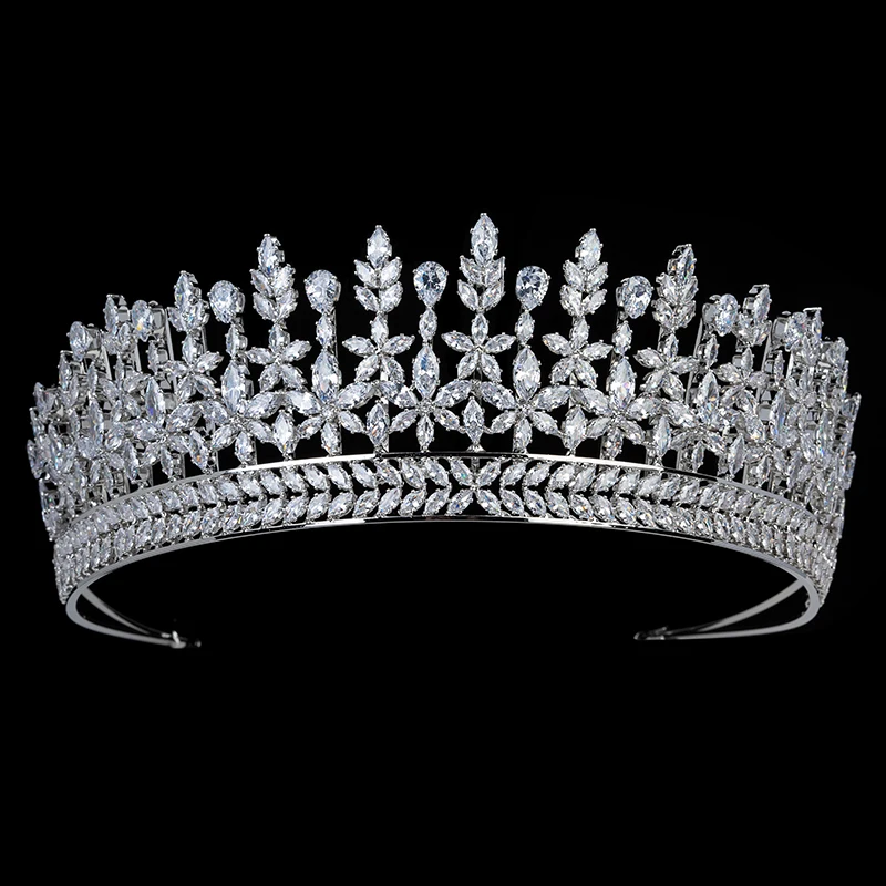 Luxury Cubic Zircon Hair Jewelry Wedding Tiara Classic Copper CZ Bridal Accessories Crowns For Women BC5868 Corona Princesa