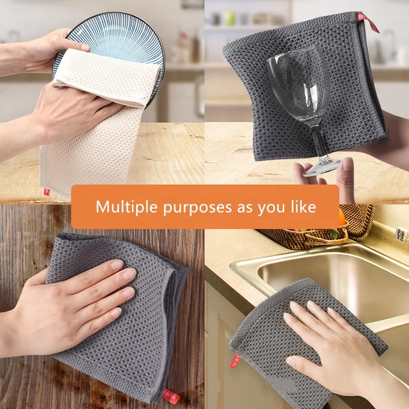 Cotton Waffle Kitchen Wash Cloth Towel Kitchen Rag Tea Towel Wash-cloth Dishcloth Kitchen Waffle Cleaning Cloth Towel