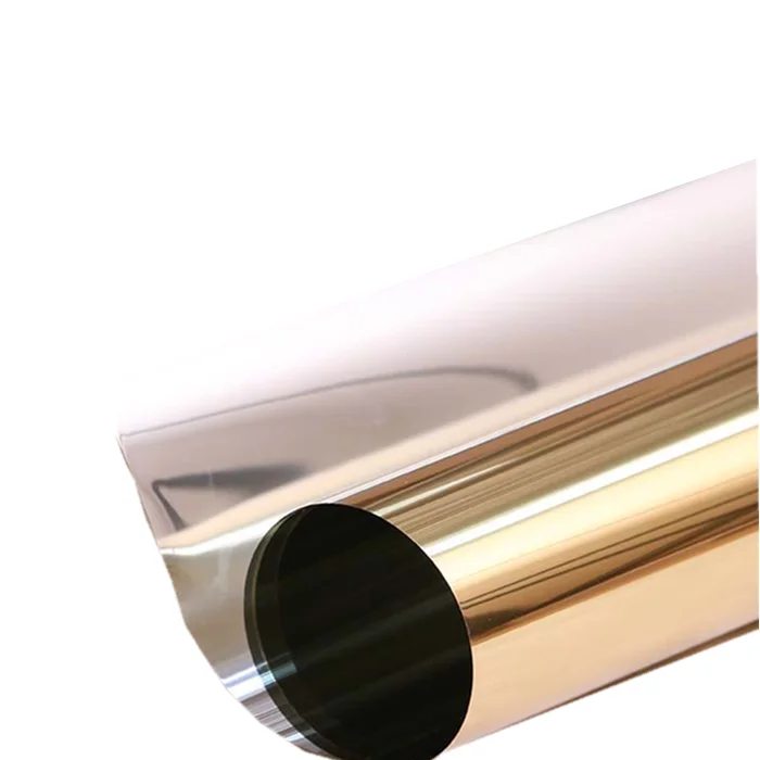 2Mil Золотая Серебряная односторонняя зеркальная Солнечная пленка Тонировка окон Строительная для дома уединения