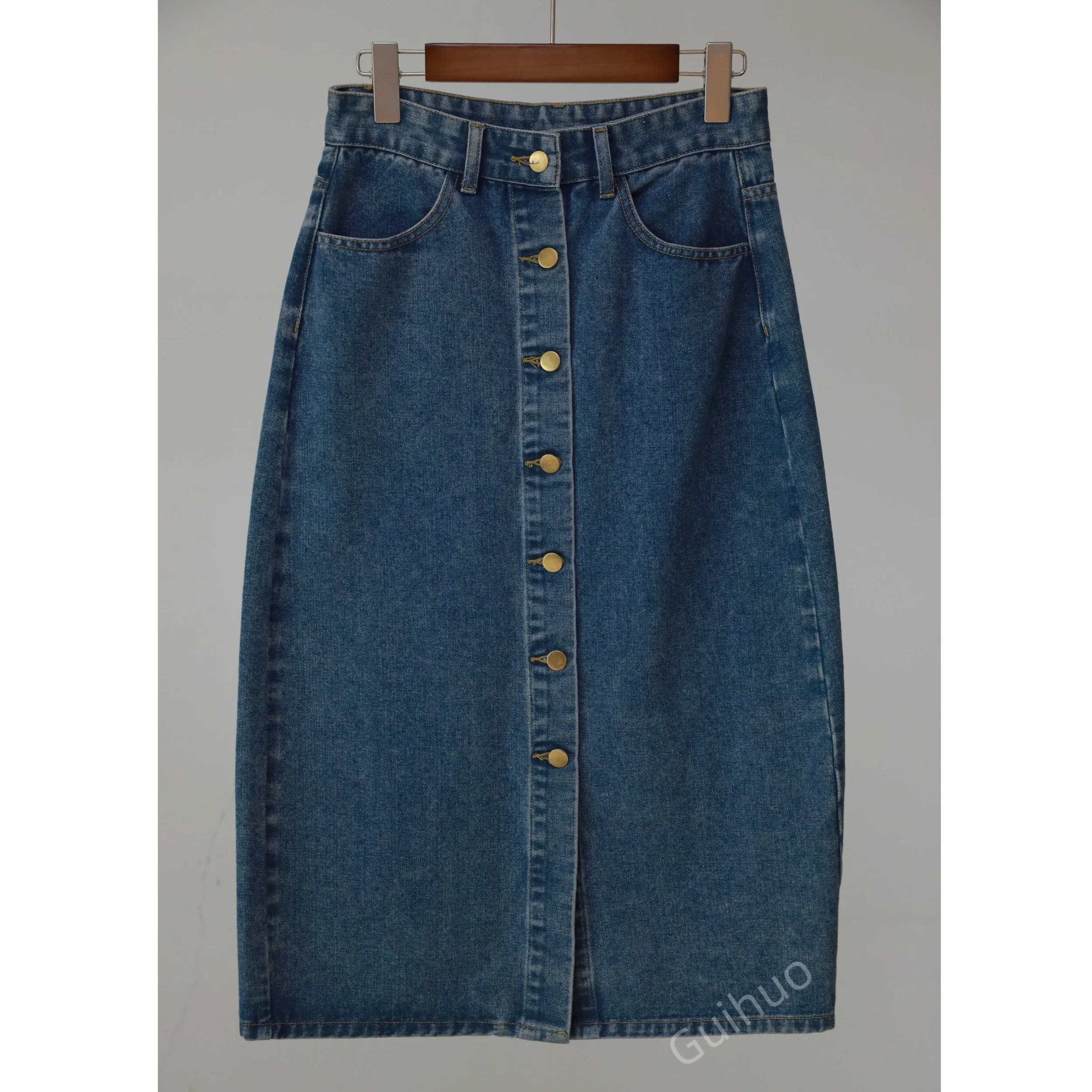 Clothes Women Jeans Denim  Button Design Daily Wear Zipper Fly Casual Hot Selling Long Jeans Skirt For Women