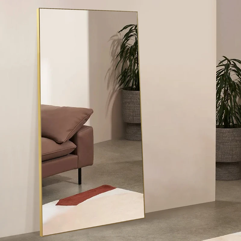 Aluminum alloy framed full size full length standing dressing mirror for living room