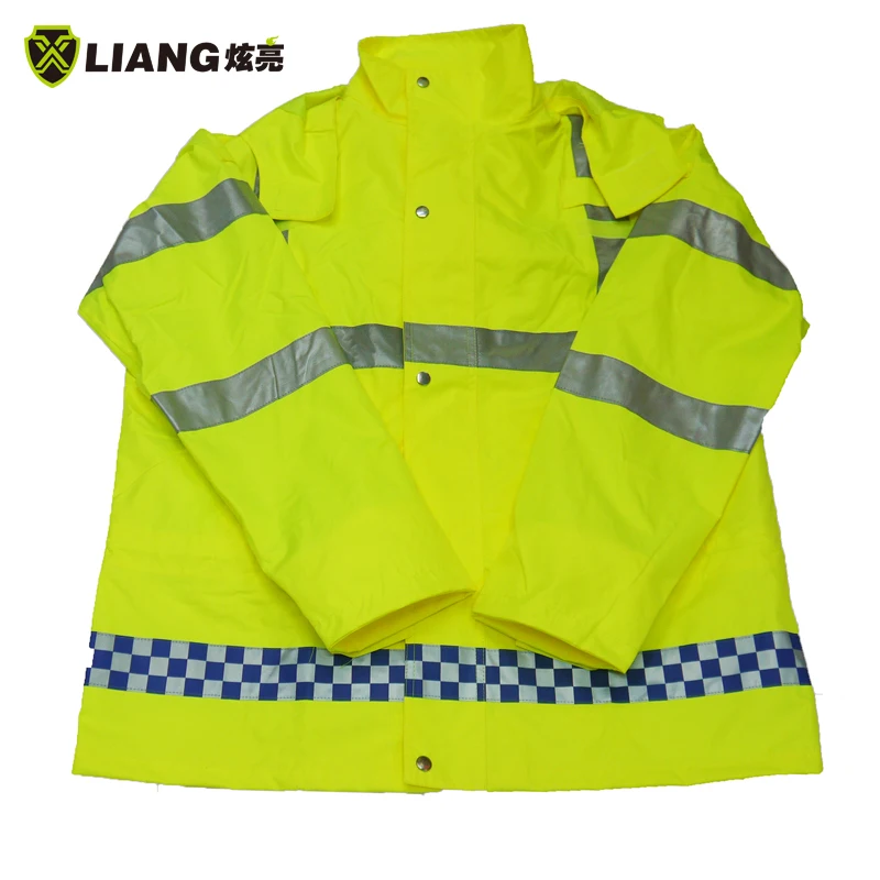 High Visibility traffic jacket pvc uniform reflective coat waterproof raincoats safety windproof oxford