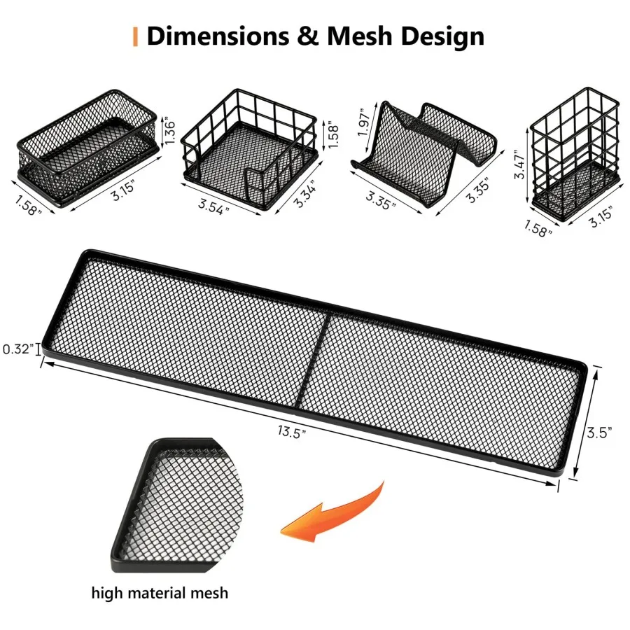 Custom Desk Organizers and Accessories Mesh Pen Holder Metal Desk Organizer Set with Clip Holder