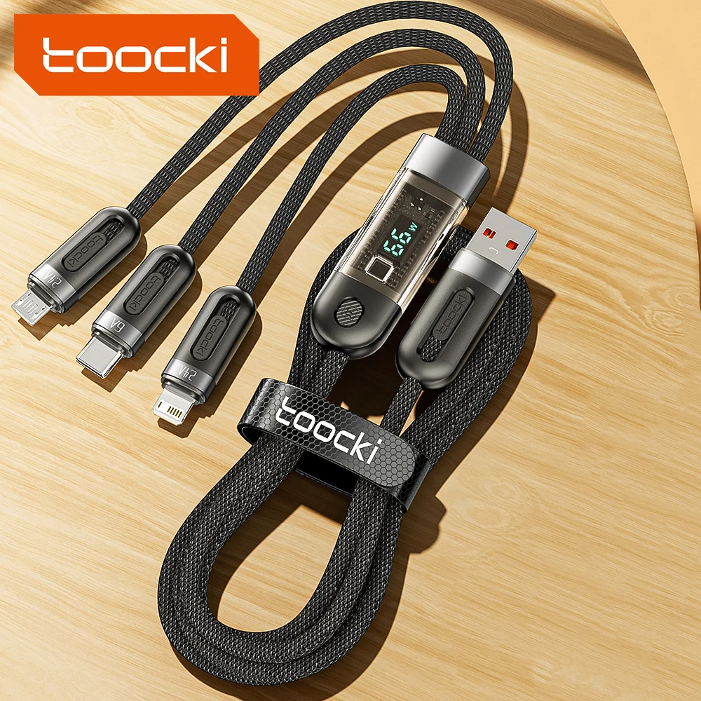 Usb-кабель TOOCKI 3 в 1, кабель usb type-c для быстрой зарядки, светодиодный зарядный кабель для телефона по лучшей цене