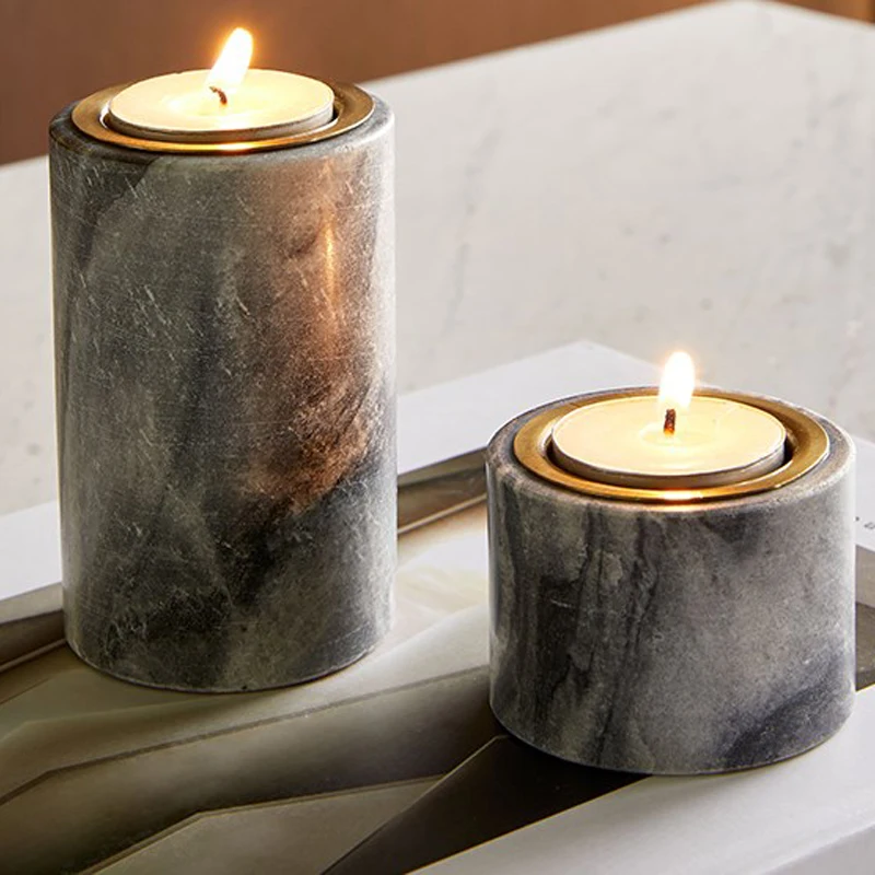 Nordic black Hourglass Design Abstract Candlestick Antique Gold Luxury Marble Candle Holders
