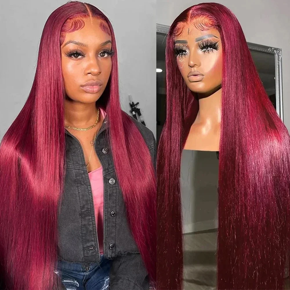 Burgundy Colored Human Hair Lace Front Wig 99J 13x4 Red Wholesale Virgin Cuticle Aligned Hair Remy Brazilian Body Wave Lace Wigs