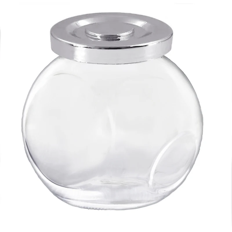 Factory Price Clear Round Glass Spice Jars Empty Glass Flat Drum Bottle 380ml Jam Honey Cookie Candy Storage Jars With Screw Cap