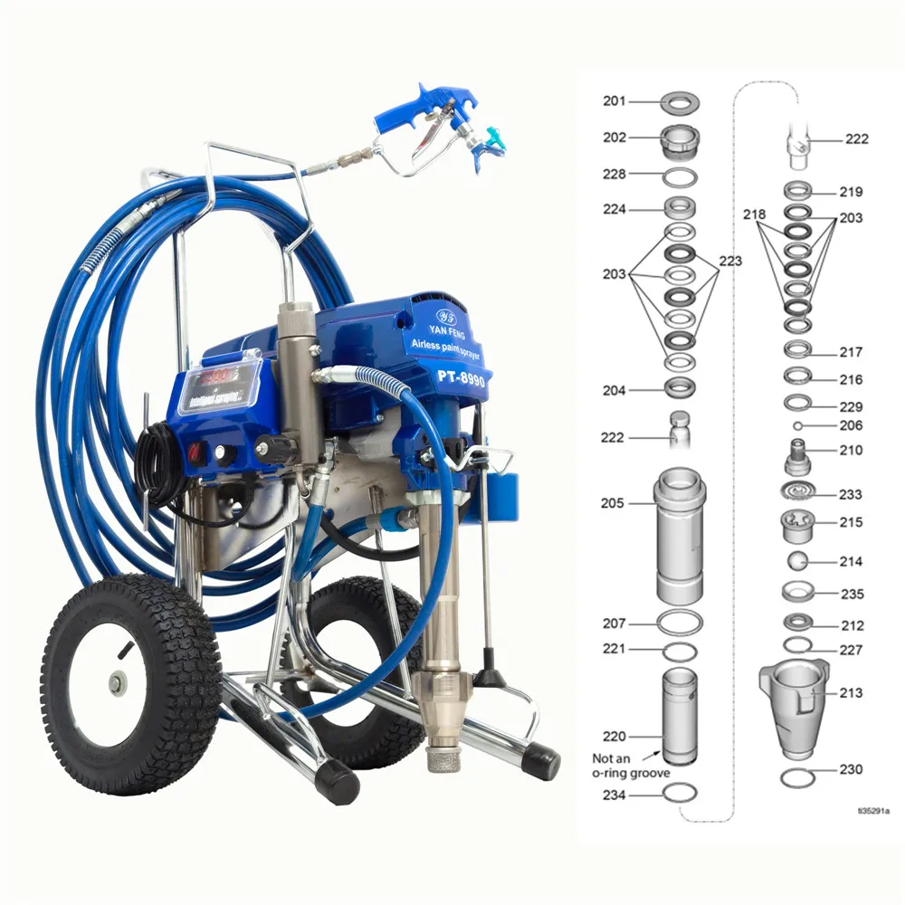 Yanfeng PT8990 9.5 LPM Self-cleaning Vibra-Seal Technology Eliminates Material Buildup Putty Airless Sprayer
