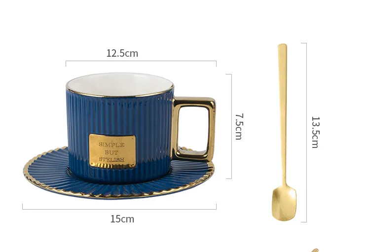 Chaozhou  Multi Color Europe Coffee set Porcelain Milk Tea Cup Ceramic Gold Tea Cup With Saucer