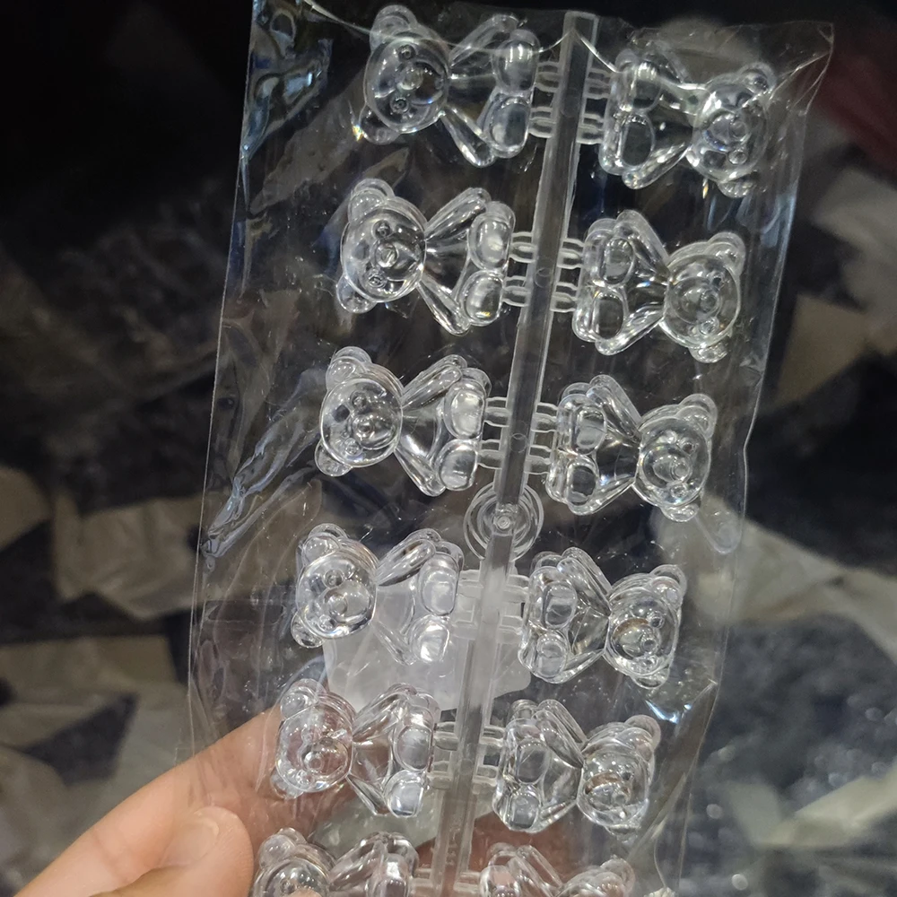 120pcs Cute Transparent Bear Display Shelf Nail Polish Acrylic UV Gel Showing Color Card Flat Bottom Nail Tips Display Board