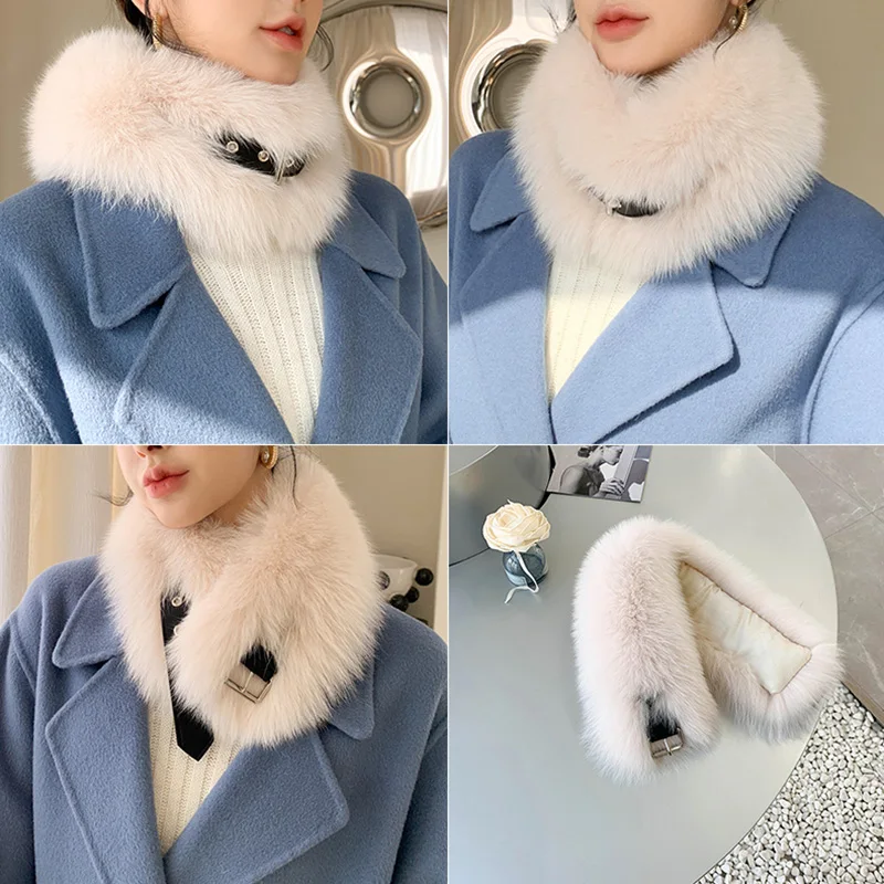 Hot Selling Luxury Short Style Winter Warm Women Real Fox Fur Shawl Scarf