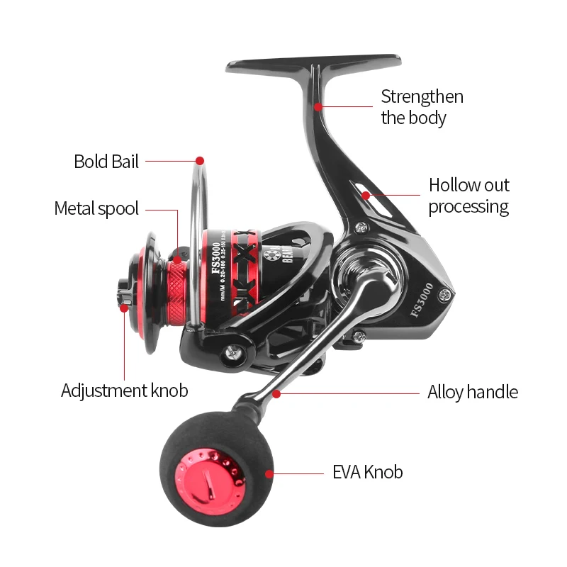 Best Sell Metal Red Black Spinning Wheel For Deep Sea Fishing Carp Spinning Reels