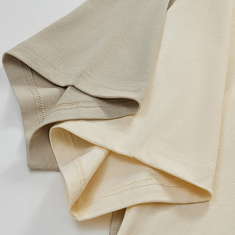 custom t shirt wide collar with pockets oversized streetwear heavyweight 100%cotton clothing manufacturers