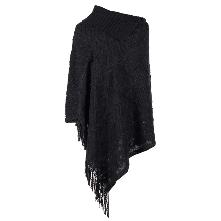 New Fashion Big Scarf Winter Shawl Solid Color Ponchos Women Pullover Hollow Cape Cloak