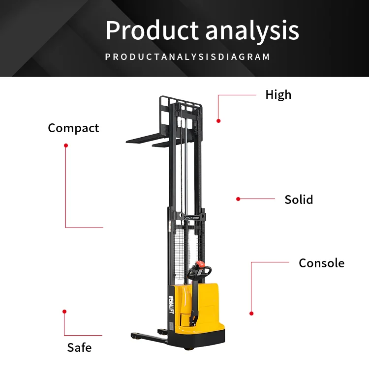 CDDE High Quality Walking Full DC Motor Reach Stacker Forklift 1.5 ton Electric Pallet jack Stacker