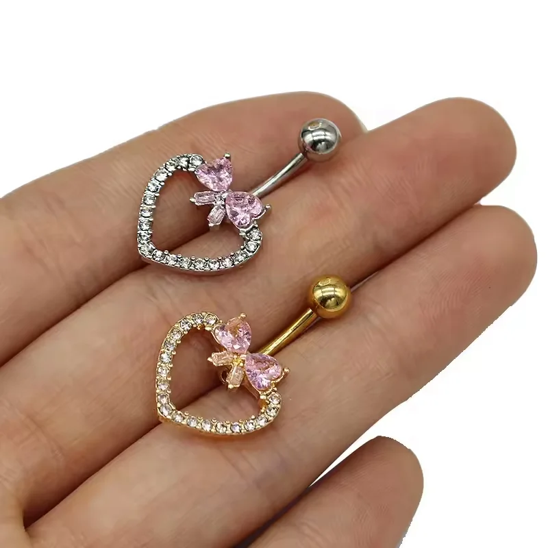 Getta wholesale 316L stainless steel navel ring cute heart butterfly belly button bars piercing jewelry bulk