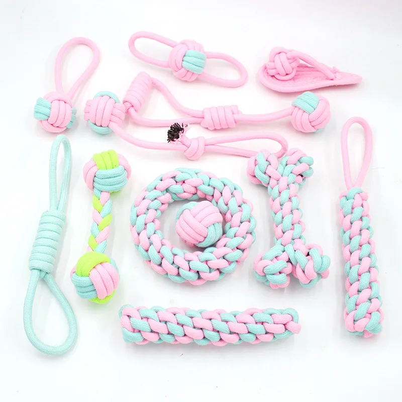 Оптовая продажа, розовая веревка TPR, игрушки для собак, хорошее качество, модная интерактивная игрушка для жевания собак