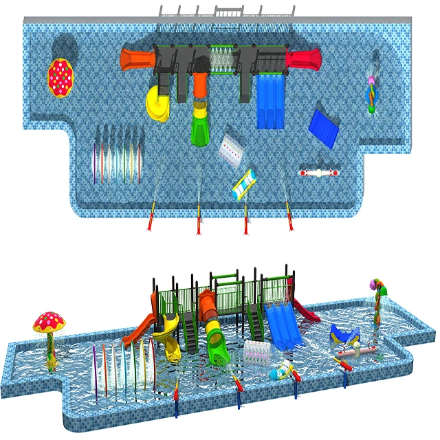 Custom Outdoor playground Plastic Tube Slides Large Water Park With Splash Equipment