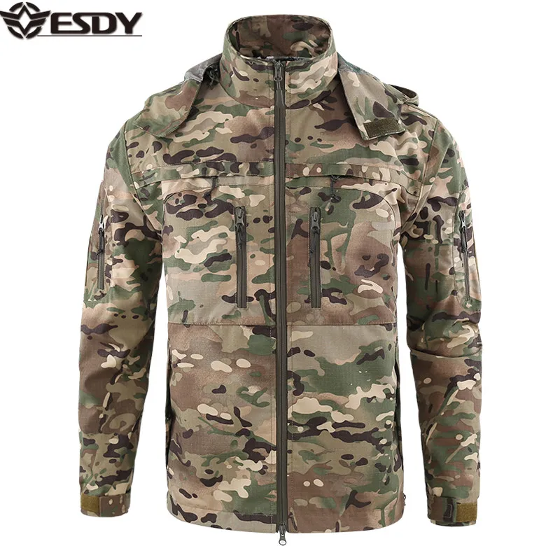 ESDY охотничье флисовое пальто с капюшоном ветровка уличная непромокаемая походная тактическая куртка из мягкой ткани 100% полиэстера для взрослых