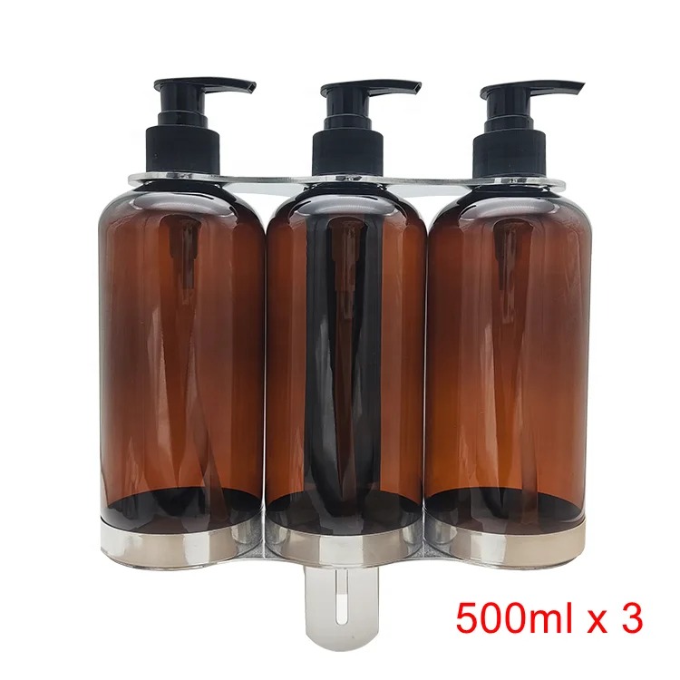 Triple Hotel Bathroom Stainless Steel Wall-mounted Manual Shampoo Soap Dispenser Bracket Soap Bottle Holder