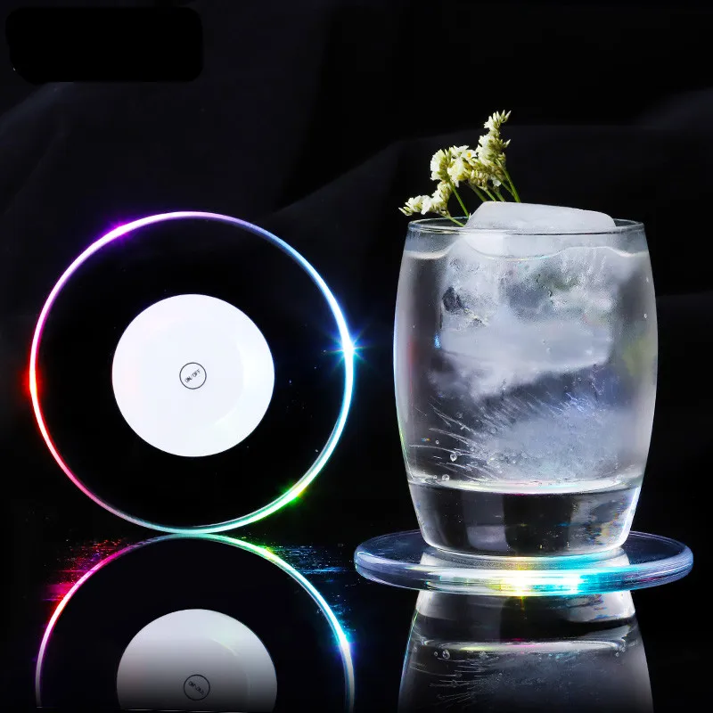 Drink Glass Bottle Cup Party Bottle colorful LED cup mat/beer coasters LED RGB Atmosphere Lamp