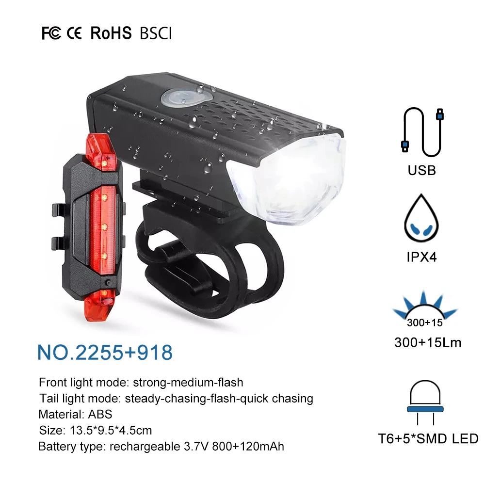 Customized Outdoor Riding Equipment USB Rechargeable Bike Light Led Waterproof Night Riding Lighting Bicycle Lights Accessories