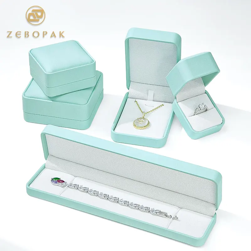 Premium In stock series Jewelry Packaging High Quality Stylish Blue & Red Ring and pendant box PU leather Custom Jewelry Boxes