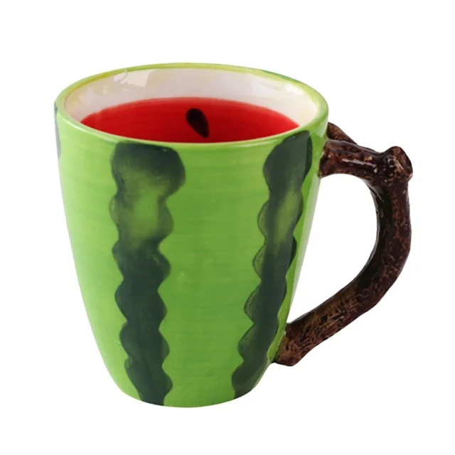 wholesale handmade cute 3d ceramic mugs 2021 fruit strawberry  mugs sublimation ceramic milk cup coffee cups